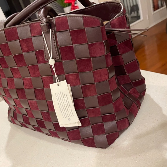 Tory Burch Burgundy and Brown Woven Satchel - Picture 5 of 5